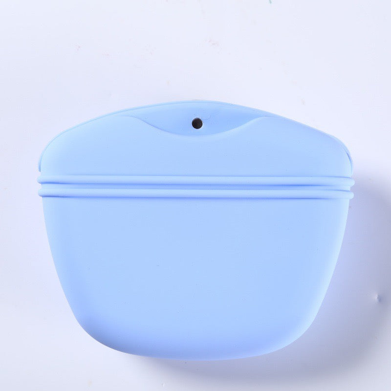Blue portable pet treat pouch for easy pet training and reward dispensing