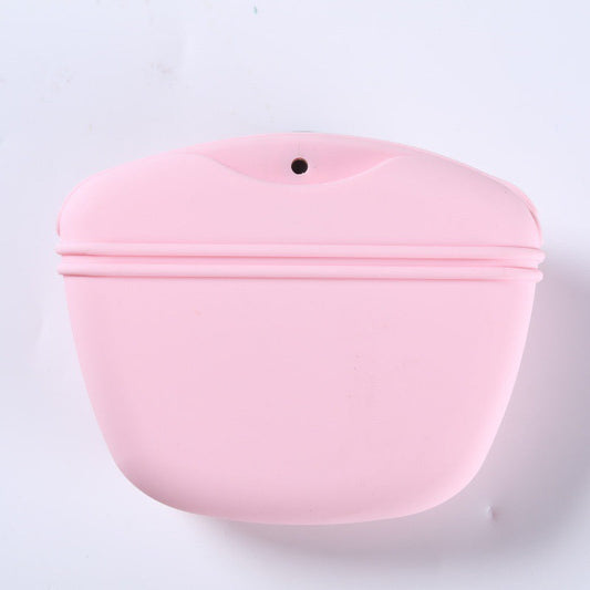 Light pink portable pet treat pouch for easy training and treat dispensing on the go