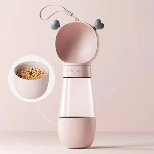 Purrfect Pet Kingdom Portable Pet Water Bottle with Food Holder Water Bottle & Food Container 350ml+200ml Cloud Yellow Purrfect Pet Kingdom