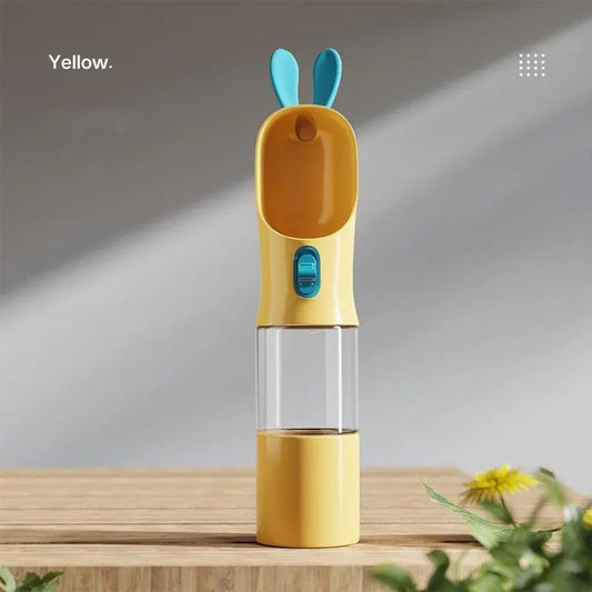 Purrfect Pet Kingdom Portable Pet Water Bottle - Grey Yellow Water And Food Cup Purrfect Pet Kingdom