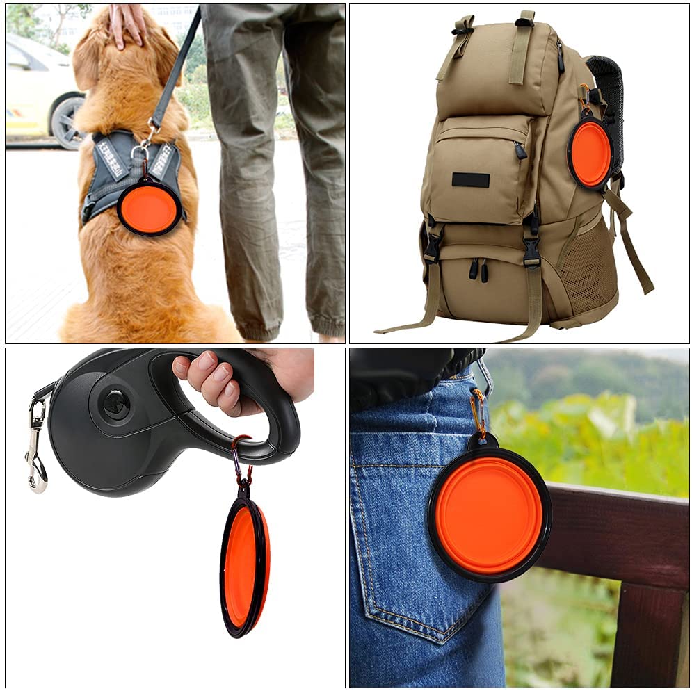 Vibhsa portable small dog bowl in bright orange, ideal for travel and outdoor adventures with pets