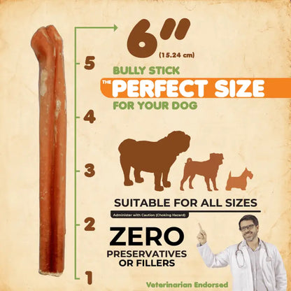 Premium Bully Sticks 6 Inch 12 Pack 100% Natural USA ✅