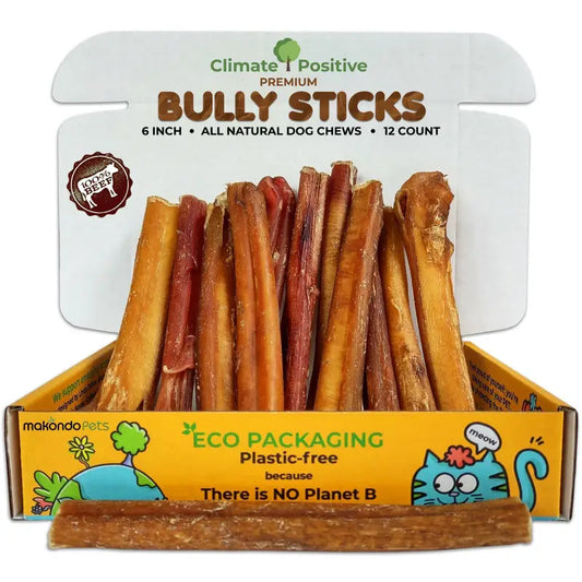 Premium Bully Sticks 6 Inch 12 Pack 100% Natural USA ✅