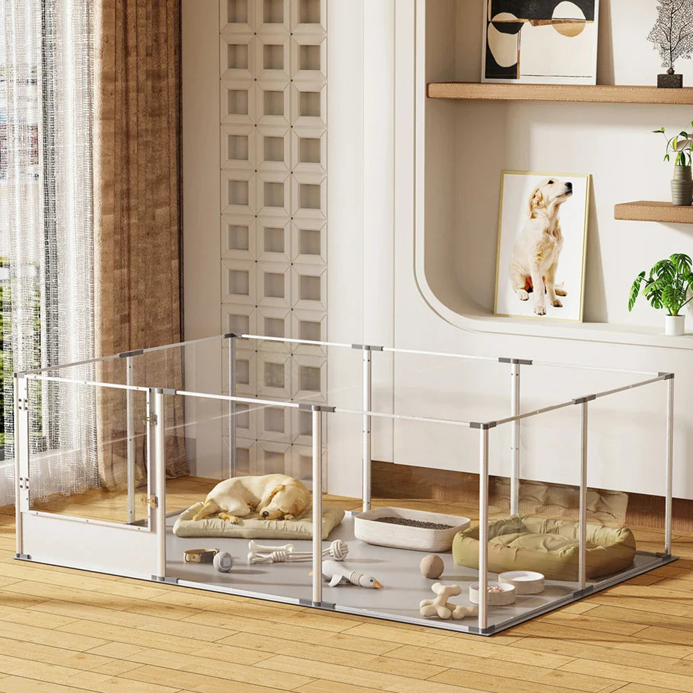 Tail Chasers premium indoor dog exercise pen with transparent panels for play and safety