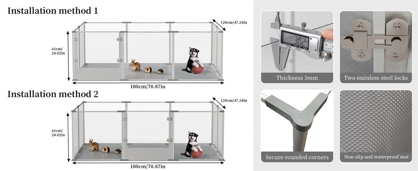 Tail Chasers premium indoor dog exercise pen with secure rounded corners and steel locks for safety