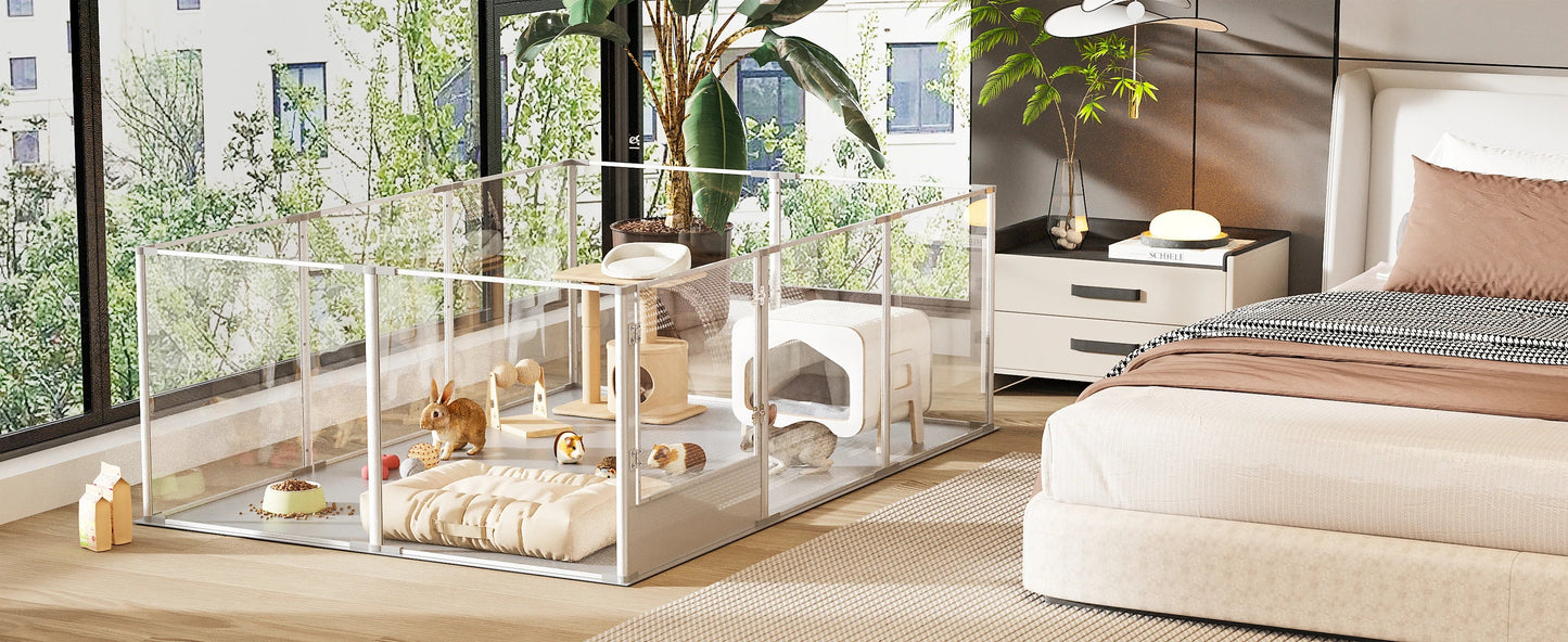 Tail Chasers premium indoor dog exercise pen with clear panels and soft bedding for pets