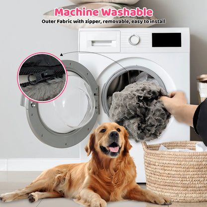 Premium Orthopedic Plush Dog Bed by Purrfect Pet Kingdom in gray, featuring a removable washable cover, perfect for dogs.