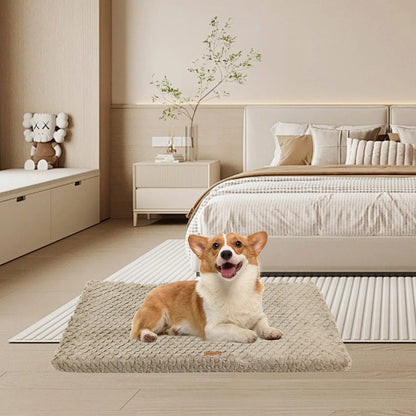 Premium Orthopedic Plush Dog Bed by Purrfect Pet Kingdom in gray, featuring a removable washable cover, perfect for dogs.