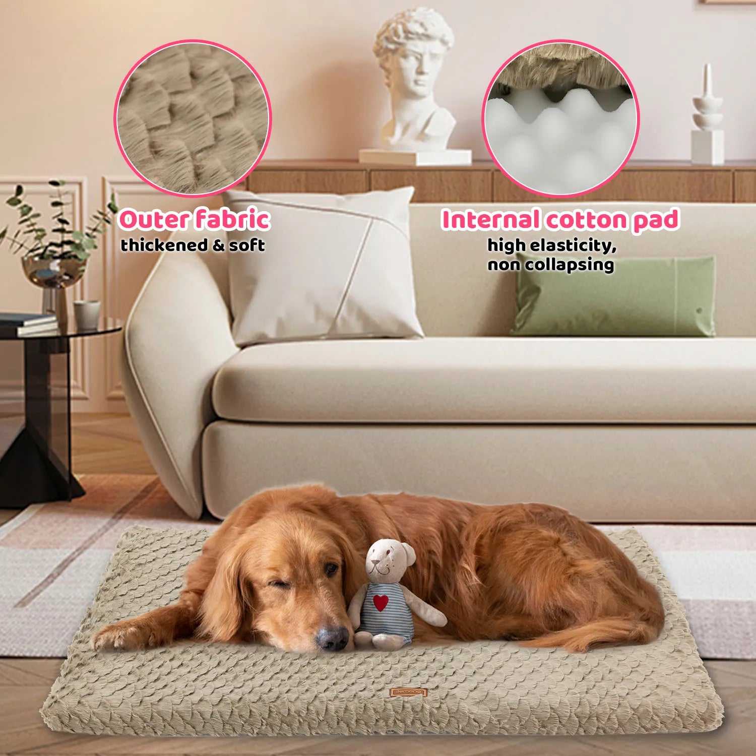 Premium Orthopedic Plush Dog Bed by Purrfect Pet Kingdom in gray, featuring a removable washable cover, perfect for dogs.