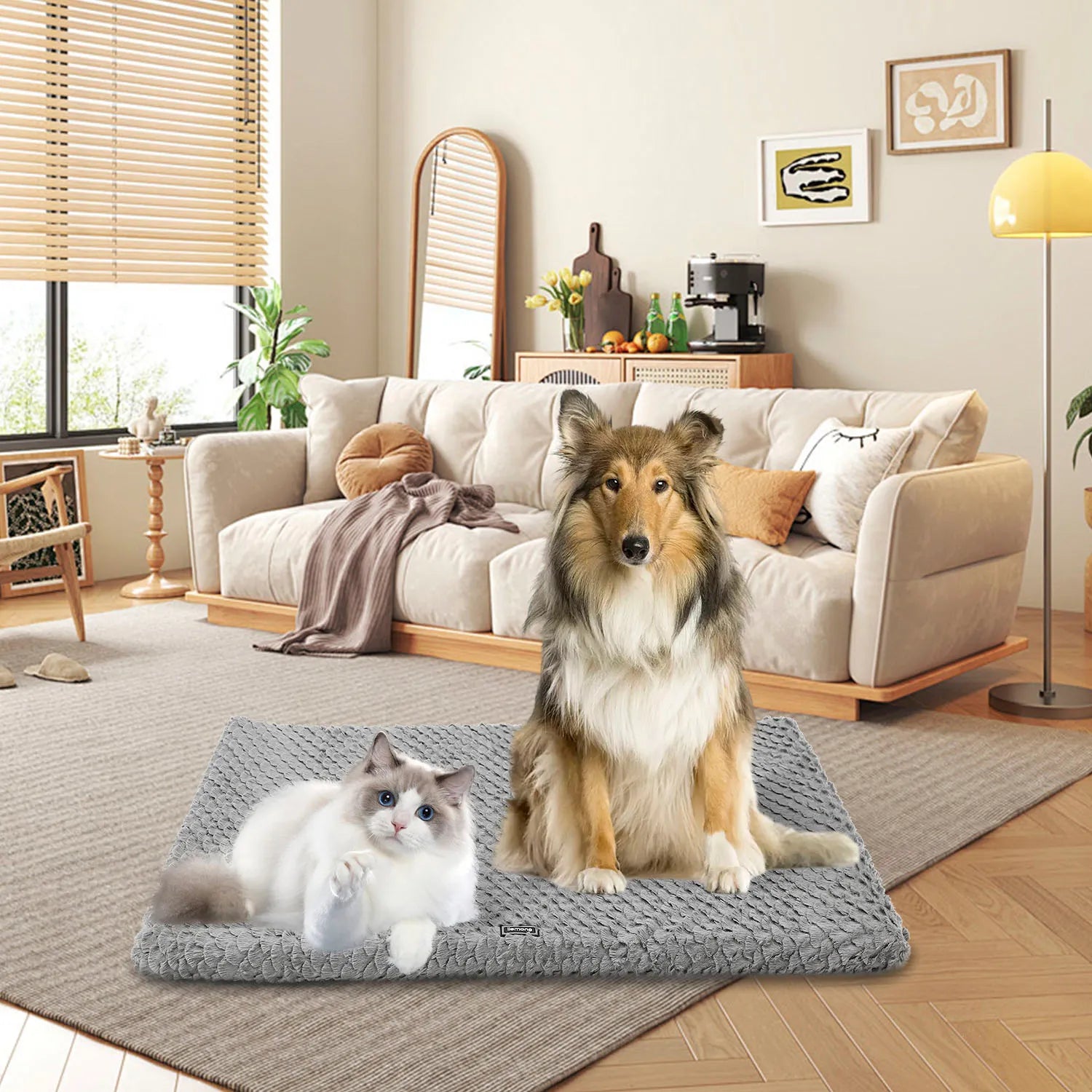 Premium Orthopedic Plush Dog Bed by Purrfect Pet Kingdom in gray, featuring a removable washable cover, perfect for dogs.