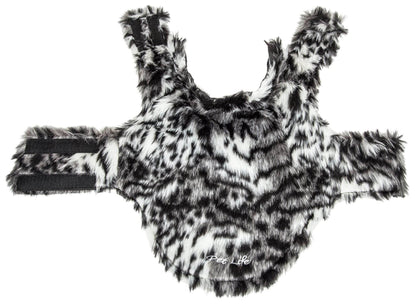 Purrfect Pet Kingdom black and white faux fur dog coat for premium pet apparel for dogs