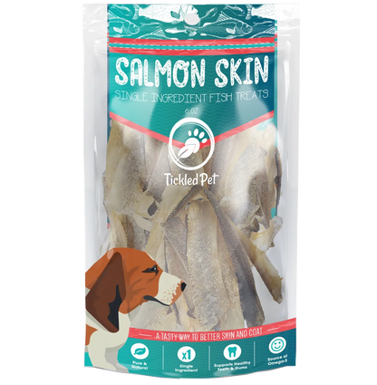 Premium Salmon Skin Dog Treats by The Family Pet, budget-friendly high-protein snacks, priced at $16.99, perfect for dogs.