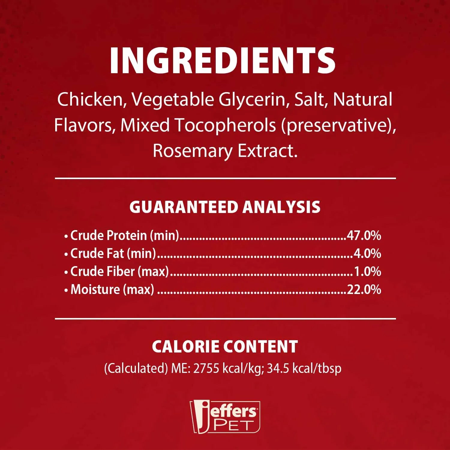 Premium USA Chicken Jerky Dog Treats by Jeffers, 24oz, grain-free, healthy dog treats in a vibrant packaging.