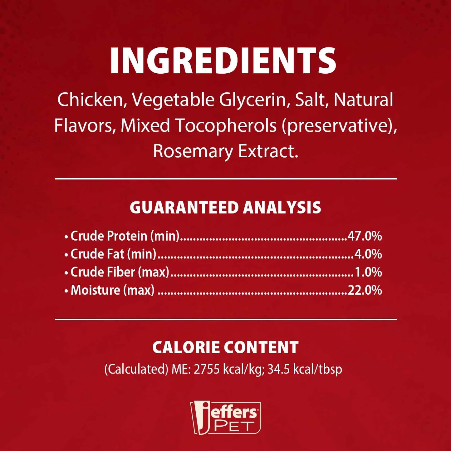 Premium USA Chicken Jerky Dog Treats by Jeffers, 24oz, grain-free, healthy dog treats in a vibrant packaging.