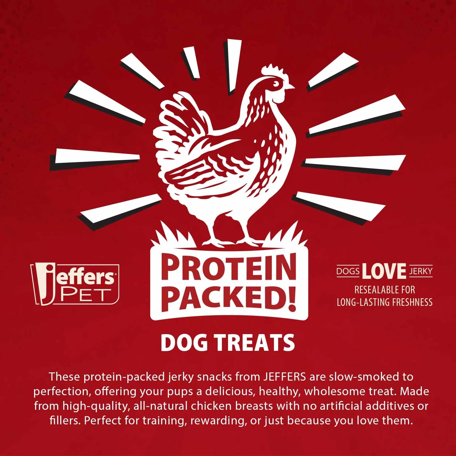 Premium USA Chicken Jerky Dog Treats by Purrfect Pet Kingdom, 24oz grain-free snacks, featuring a savory chicken flavor.