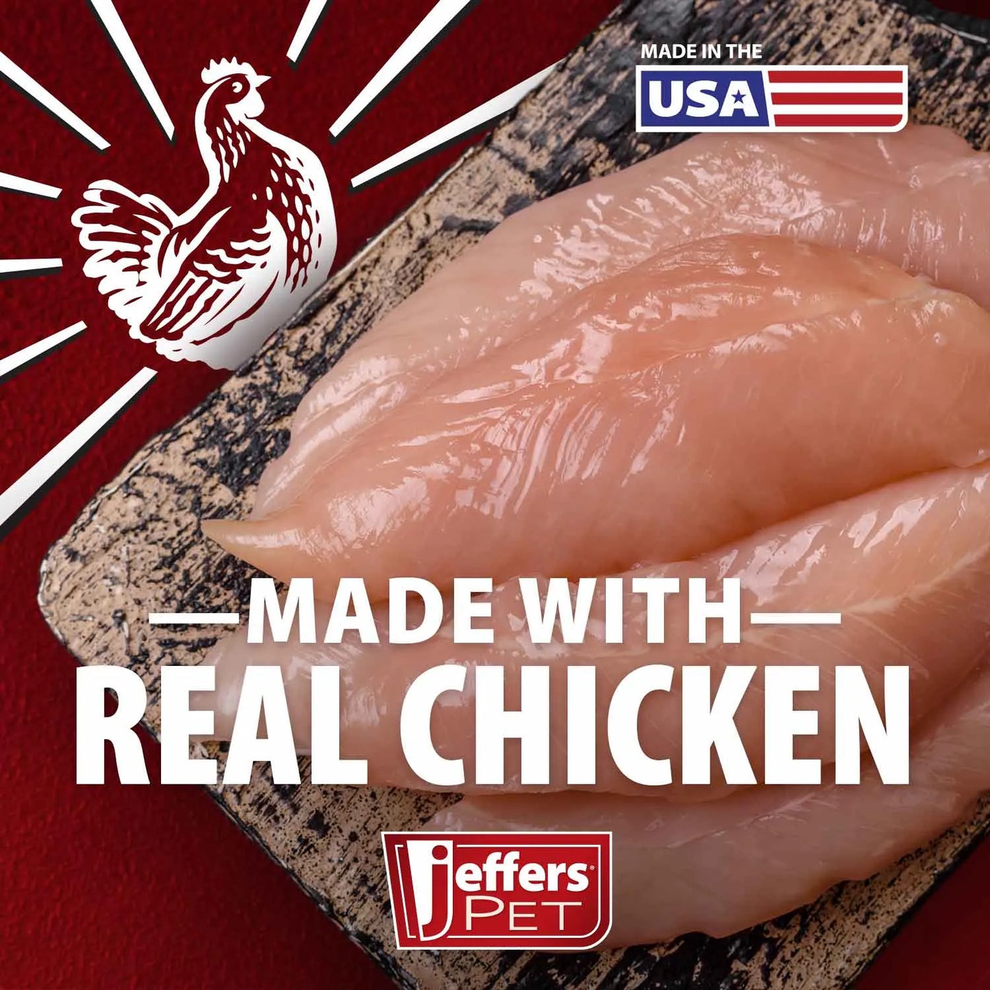 Premium USA Chicken Jerky Dog Treats by Purrfect Pet Kingdom, 24oz grain-free snacks, featuring a savory chicken flavor.