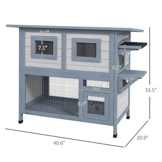 Purrfect Pet Kingdom Premium Wooden Cat House for Multiple Cats Purrfect Pet Kingdom