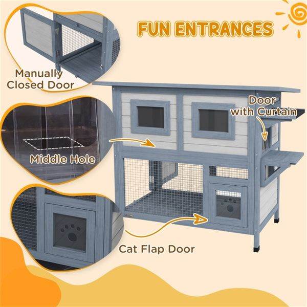 Purrfect Pet Kingdom Premium Wooden Cat House for Multiple Cats Purrfect Pet Kingdom