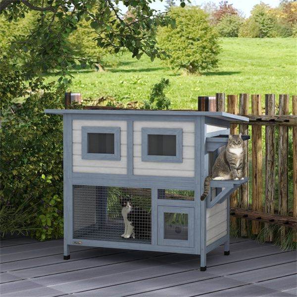 Purrfect Pet Kingdom Premium Wooden Cat House for Multiple Cats as picture Purrfect Pet Kingdom