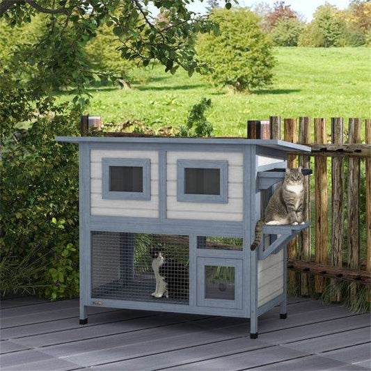 Purrfect Pet Kingdom Premium Wooden Cat House for Multiple Cats as picture Purrfect Pet Kingdom