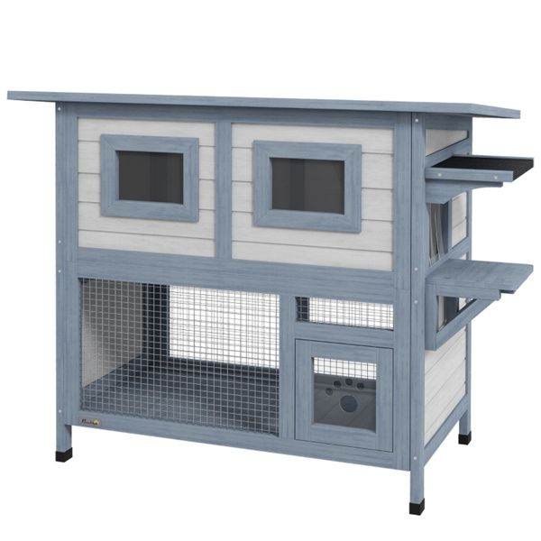 Purrfect Pet Kingdom Premium Wooden Cat House for Multiple Cats Purrfect Pet Kingdom