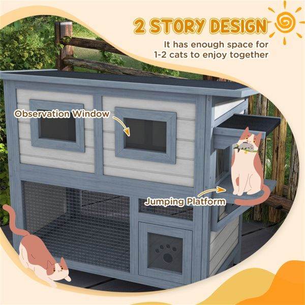 Purrfect Pet Kingdom Premium Wooden Cat House for Multiple Cats Purrfect Pet Kingdom