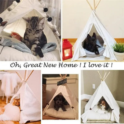 Premium wooden pet hideaway teepee tents for cats and small dogs by Purrfect Pet Kingdom