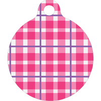 Preppy Plaid Pink HD Dog ID Tag