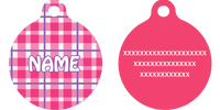 Preppy Plaid Pink HD Dog ID Tag
