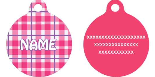 Preppy Plaid Pink HD Dog ID Tag
