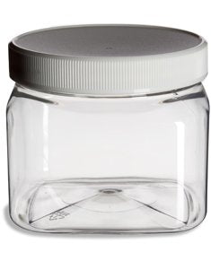 Transparent WooF WooF MeoW MeoW pet food storage container BPA free with a secure white lid