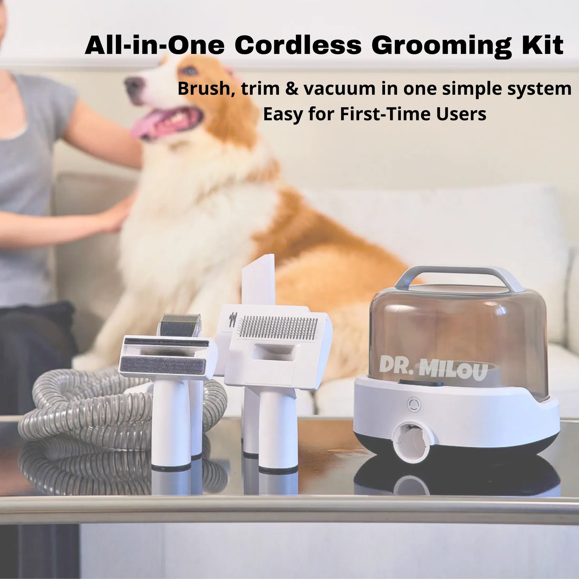 Pro Cordless Vacuum Pet Grooming Kit by Purrfect Pet Kingdom, sleek design, perfect for mess-free shedding, new arrival.