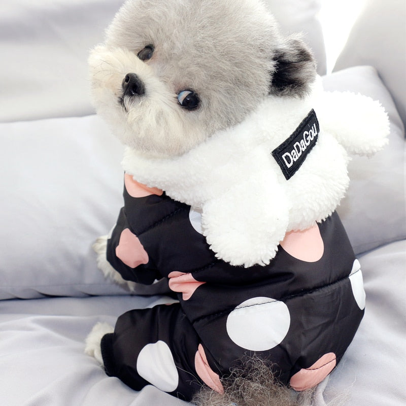 Big Polka Dot Snowsuit Jumpsuit - Purrfect Pet Kingdom