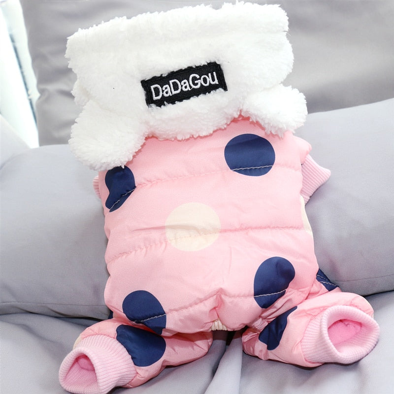 Big Polka Dot Snowsuit Jumpsuit - Purrfect Pet Kingdom