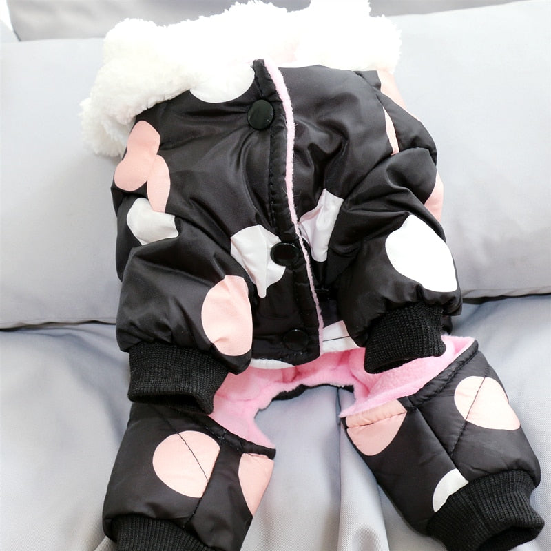 Big Polka Dot Snowsuit Jumpsuit - Purrfect Pet Kingdom