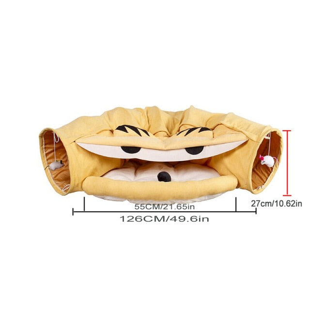 Collapsible Removable Cat Tunnel Tube With Cat Bed Set - Purrfect Pet Kingdom