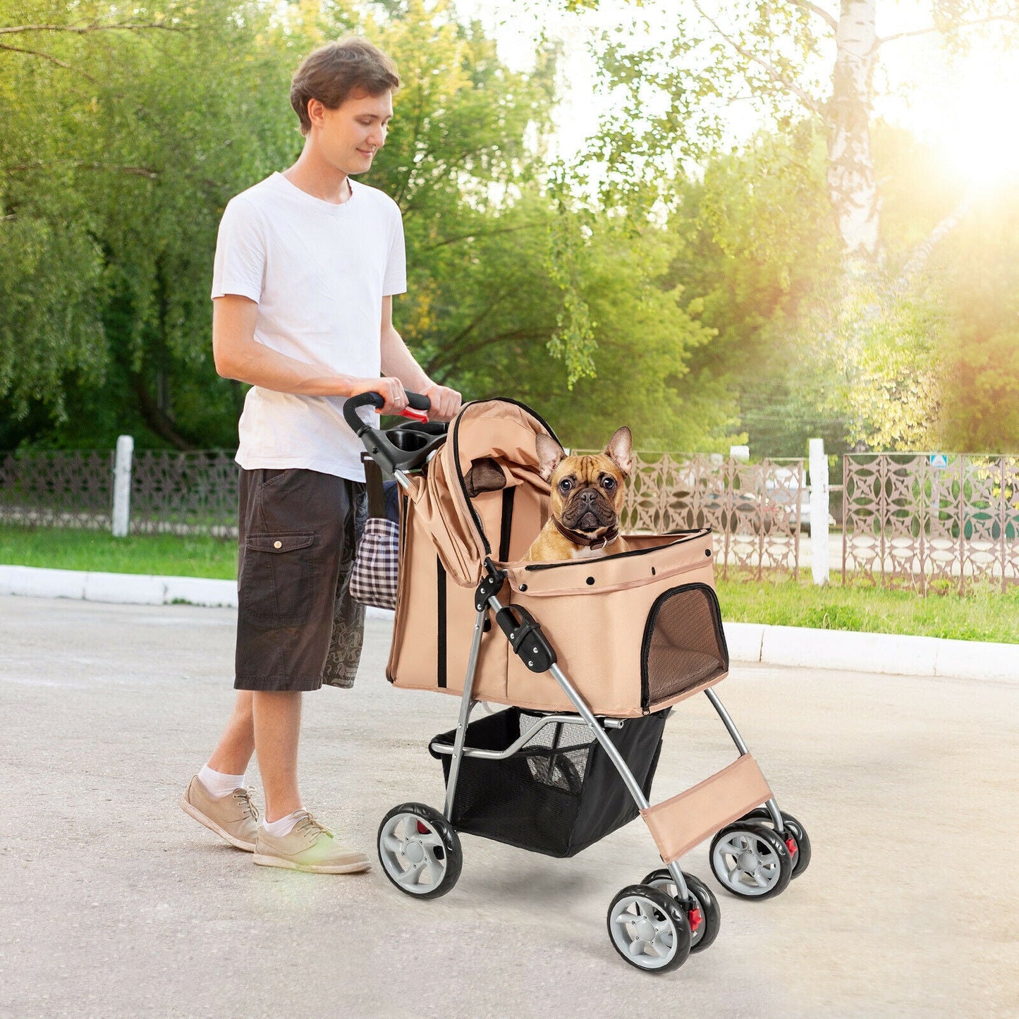 Pet Stroller - Foldable 4-Wheel Travel Carrier for Dogs