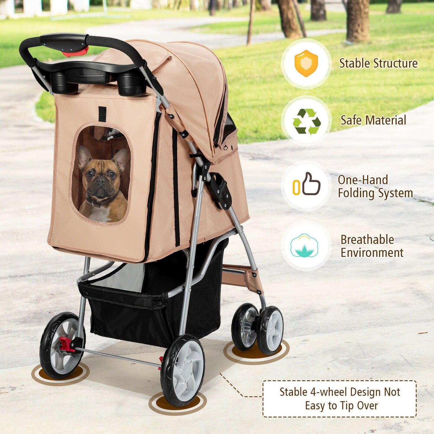 Pet Stroller - Foldable 4-Wheel Travel Carrier for Dogs
