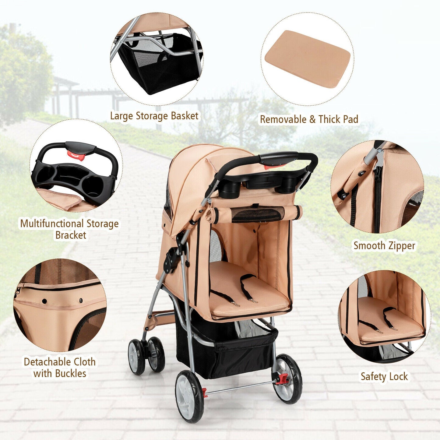 Pet Stroller - Foldable 4-Wheel Travel Carrier for Dogs