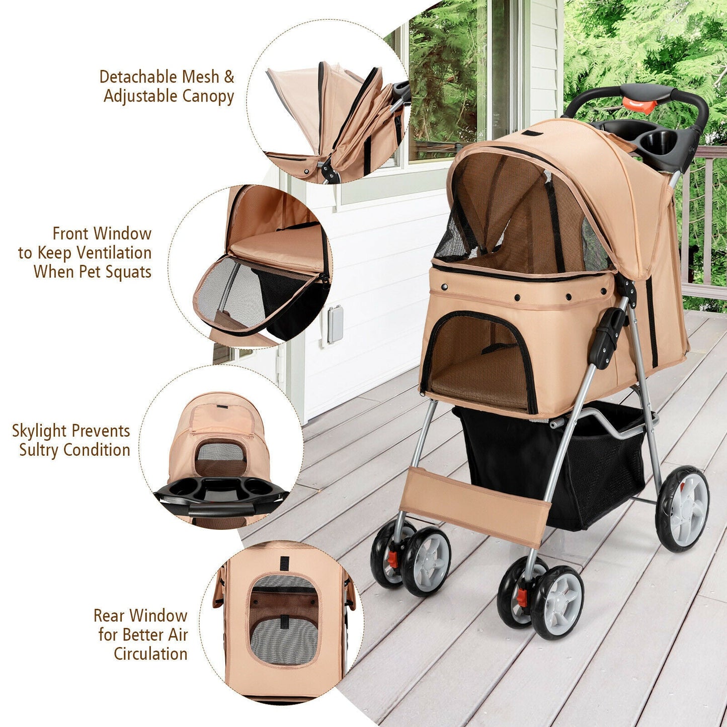 Pet Stroller - Foldable 4-Wheel Travel Carrier for Dogs