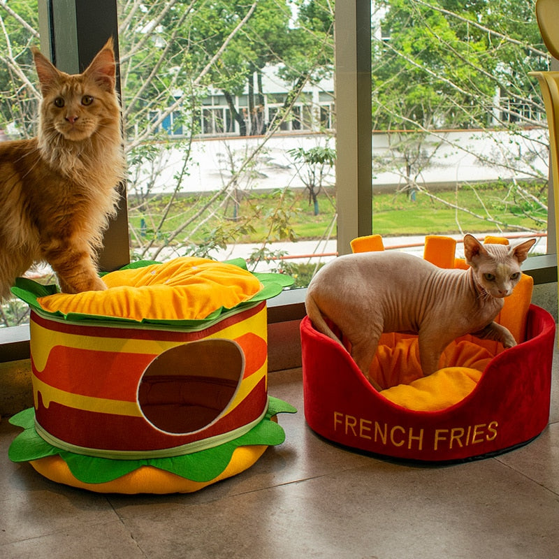 Hamburger French Fries Pet Bed - Purrfect Pet Kingdom