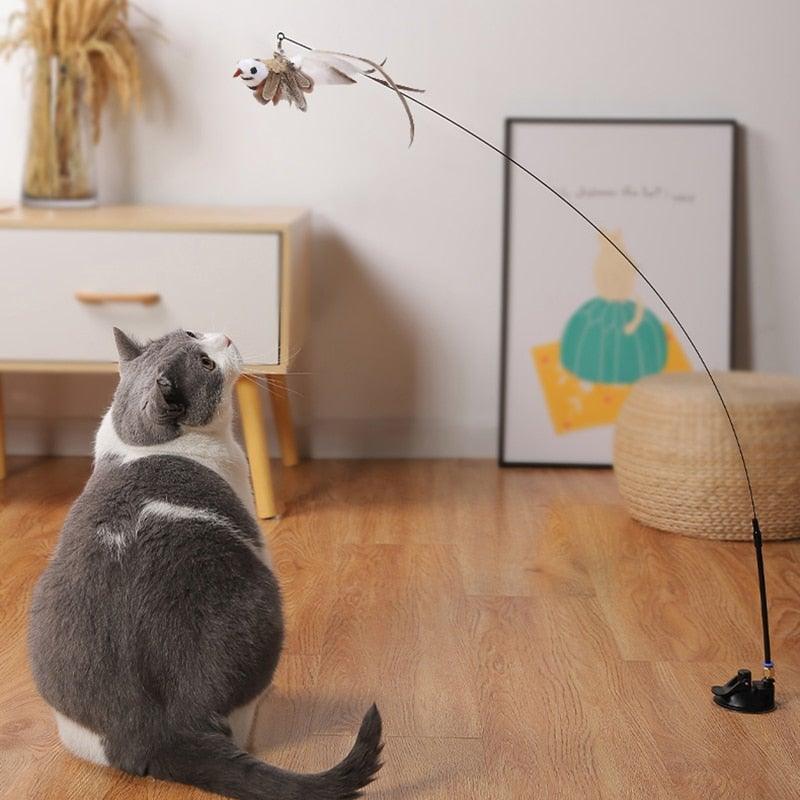 Funny Feather Bird With Bell Cat Stick Toy For Kitten Play