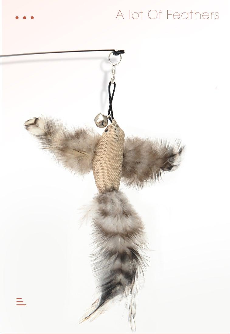 Funny Feather Bird With Bell Cat Stick Toy For Kitten Play