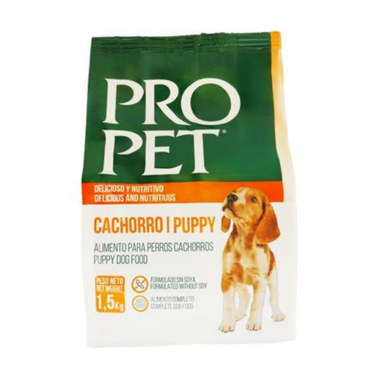Pro Pet Puppy Dry Dog Food 1.5kg package designed for healthy growth and nutrition in puppies