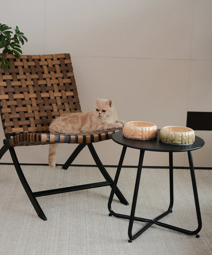 Pehomnyc Puff Pet Bowl in gradient olive, spill-proof durable resin dish, perfect for pets. Available for $39.99.