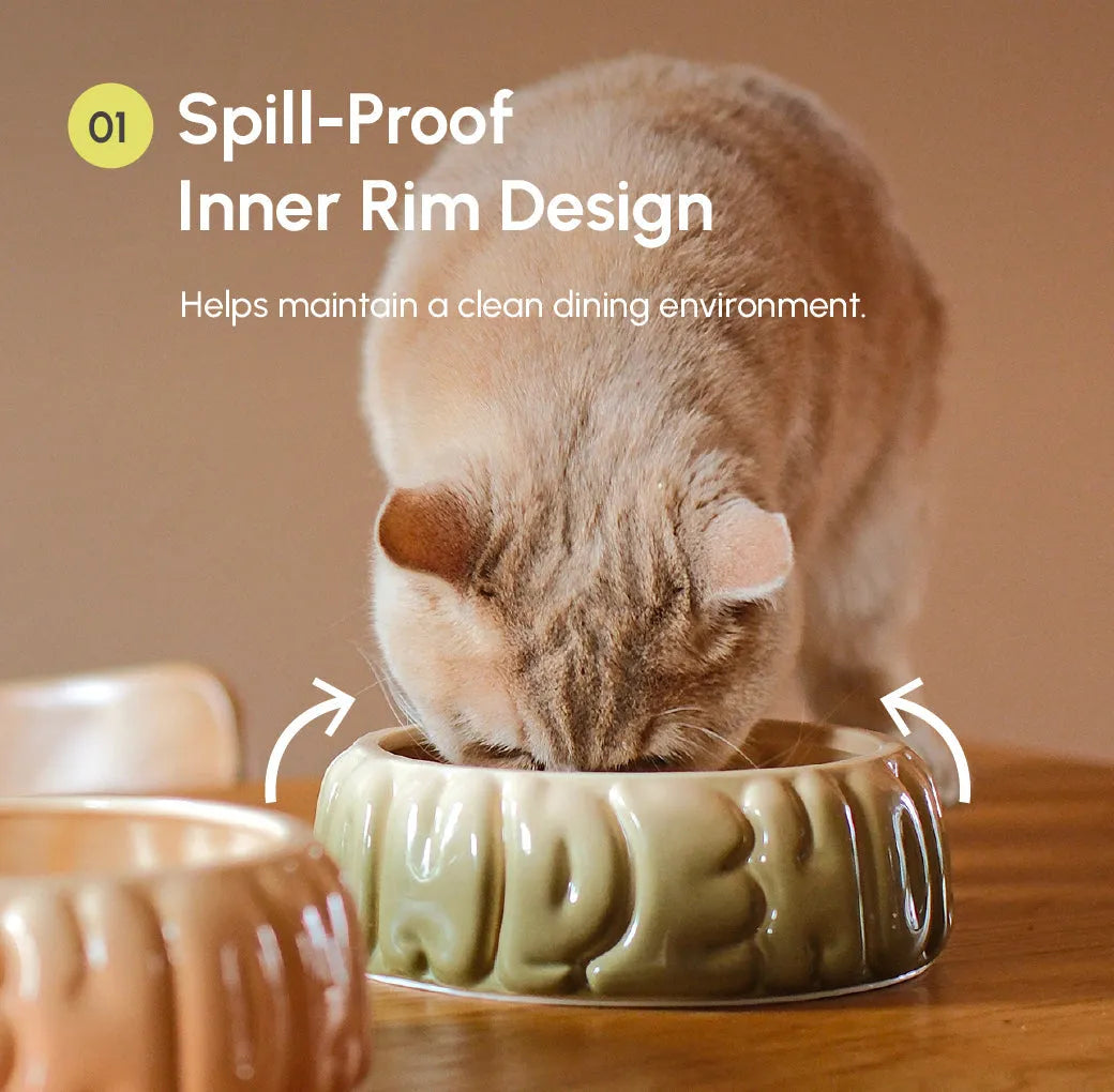 Puff Pet Bowl Gradient Olive by Purrfect Pet Kingdom, spill-proof resin dish, durable design, perfect for pets, $39.99.