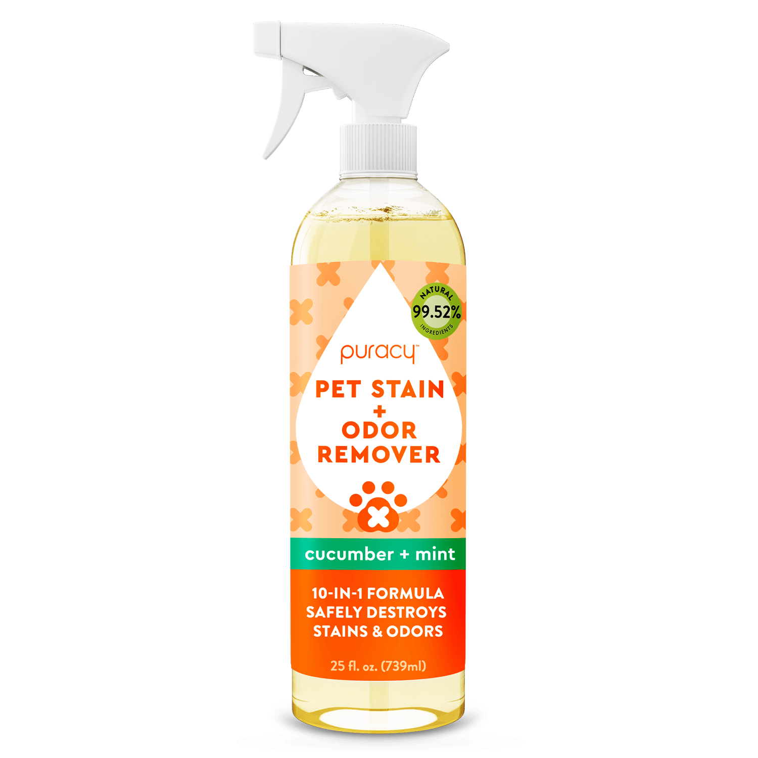 Puracy natural pet odor eliminator spray in cucumber and mint for safely removing pet stains and odors