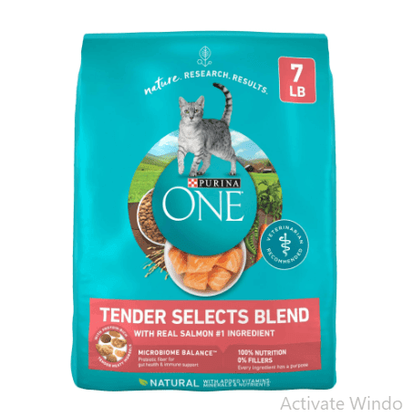 7 lb bag of salmon cat food for indoor cats by Purrfect Pet Kingdom Kingly Kitty Cravings