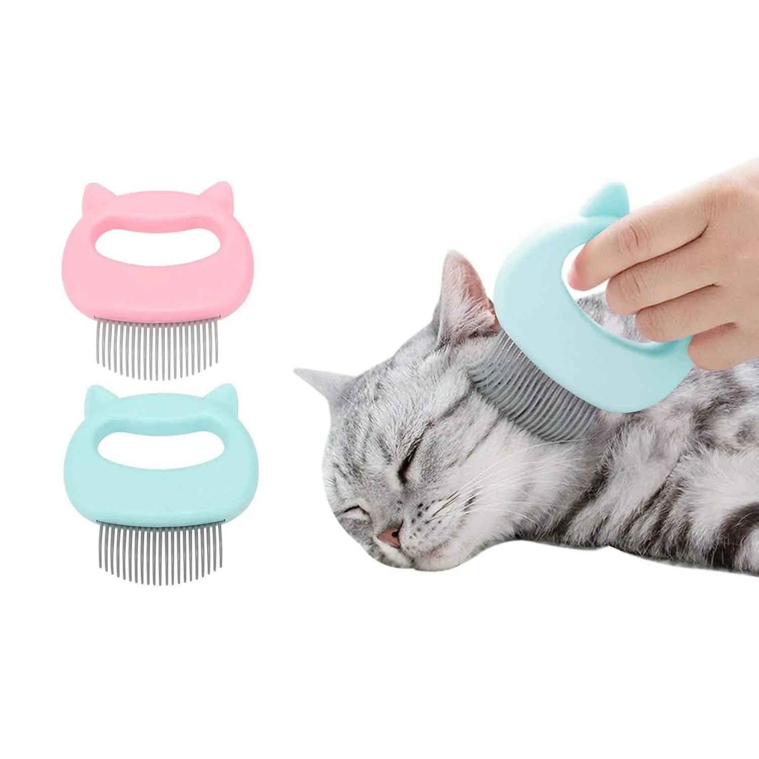 Purrfect Pet Kingdom® - 2-Pack: Pet Hair Removal And Massaging Shell Comb Brush For - Dog Grooming Tools