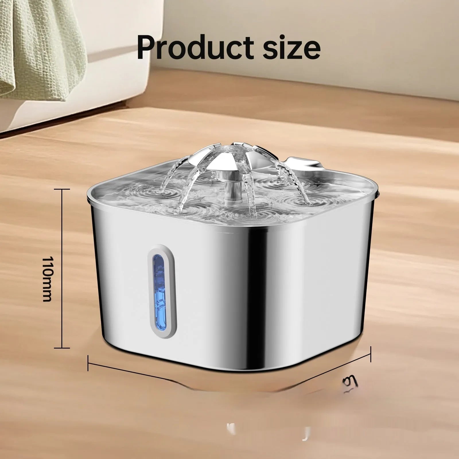 Purrfect Pet Kingdom® - 2.2L Stainless Steel Pet Cat Water Fountain Dogs And Cats - Water Fountains
